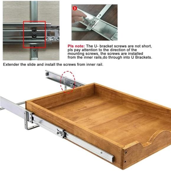 1 Tier Pull Out Cabinet Organizer 11" W x 21" D Under Cabinet Shelf Organization - Picture 4 of 7